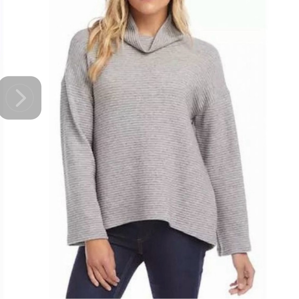 Karen Kane Grey High-Neck Boxy Fit Pullover Sweater Size 2X